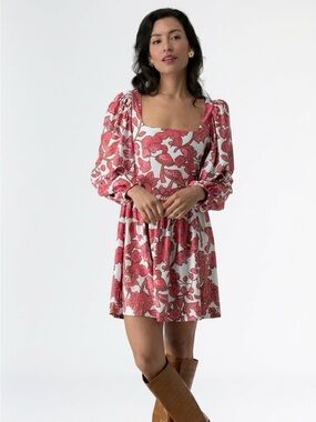 Smith & Quinn Beatrice Dress Mushroom Crush Pink Floral Mini Dress Size Small